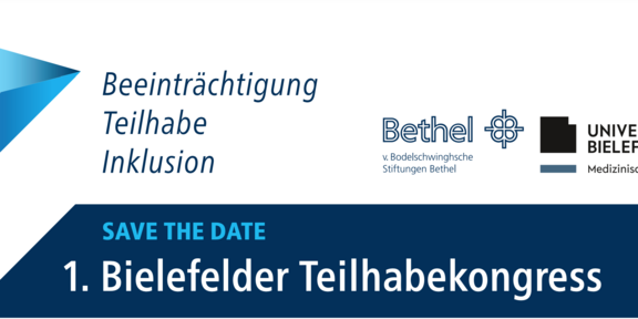 Ausschnitt des Einladungsflyers mit der Inschrift "Save the Date: 1. Bielefelder Teilhabekongress"