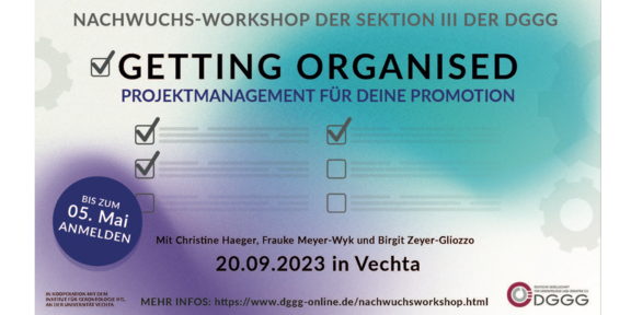 Ausschnitt des Einladungsflyers "Getting Organised"