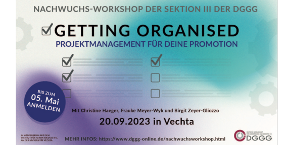 Ausschnitt des Einladungsflyers "Getting Organised"