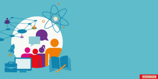 Verschiedene bunte Icons, die sich mit Wissenschaft und Stipendien befassen