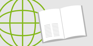 News-Icon Book and Globe Icon of the globe with an open book